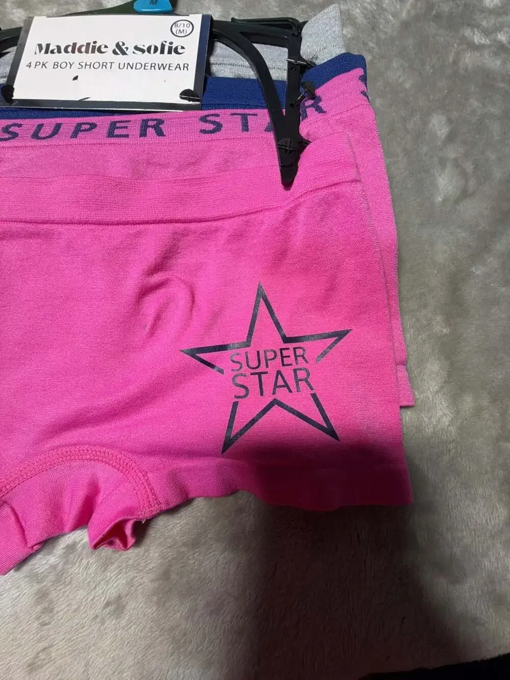 Maddie & Sofie 4-Pack Girls' Boy Short Underwear, Size Medium 8/10